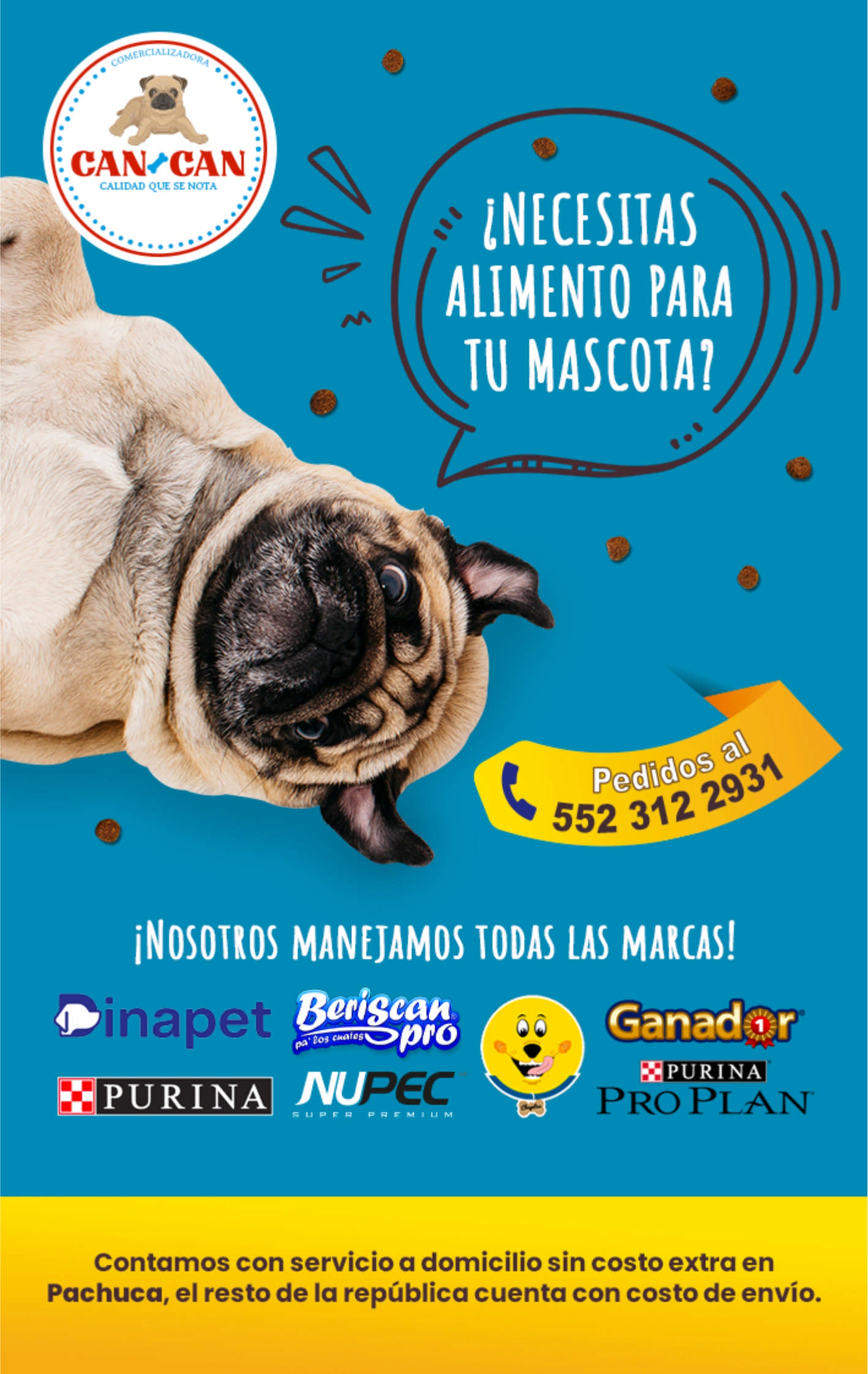 anuncio de Canecan..calidad que se nota?necesitasalimentomascota?'pedidosinosolros manejamos todas marcas!oinapetgcogcaaganad*'"purina*purinapro plancontamos con servicio a domicilio sin costo extra enpachuca, el resto de la republica cuenta con costo de envio.