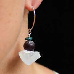 imagen de Aretes con cuarzo aura, amatista y turquesa_1
