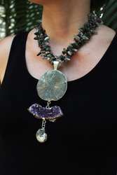 imagen de "Persiguiendo el sol" Collar con una pirita del sol, amatista y amonita_1