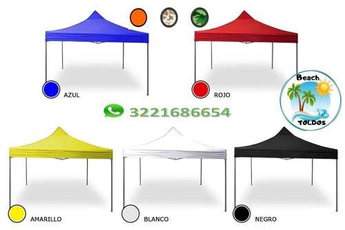 imagen de Toldos plegables reforzados 3x3 para playa, rio,_1