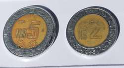 imagen de 2 monedas de coleccion N$5 y N$2_1