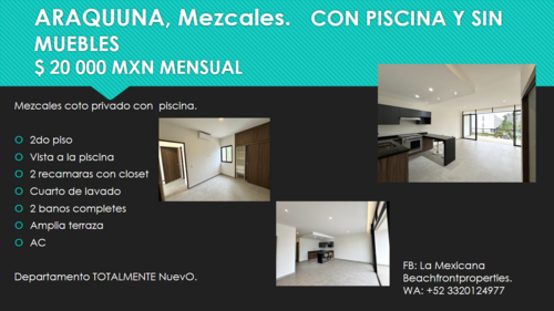 imagen de DEPTO NUEVO CON ALBERCA SIN MUEBLES,COTO_1