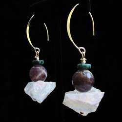 imagen de Aretes con cuarzo aura, amatista y turquesa_2