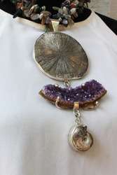 imagen de "Persiguiendo el sol" Collar con una pirita del sol, amatista y amonita_2