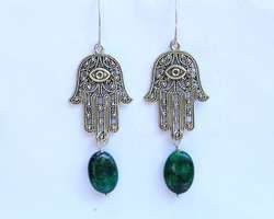 imagen de Aretes Hamsa con chrysocola_2